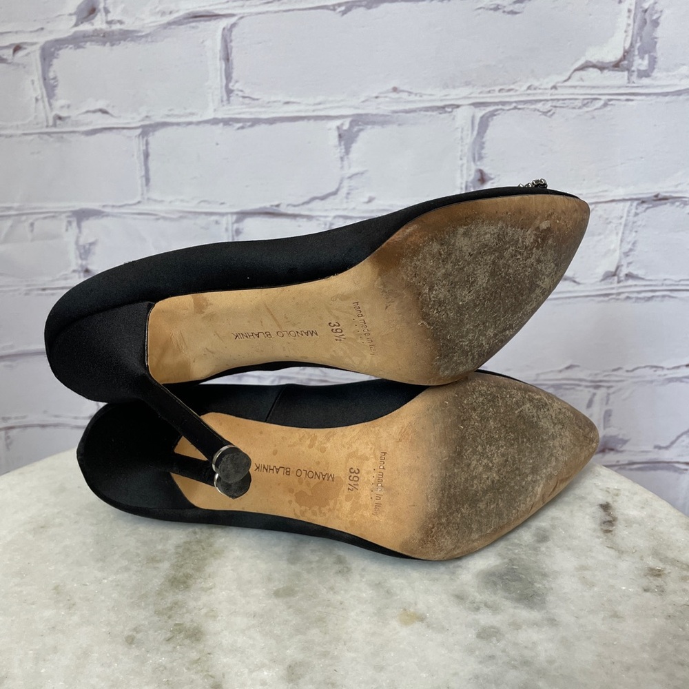 Manolo Blahnik Black Heels with Crystal Buckle - Picture 10 of 12